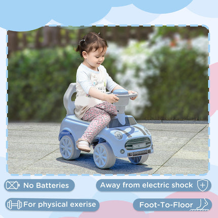 Foot To Floor Ride-On Sliding Car with Air Horn and Anti-Backwards Safety for 18-36 Months - Light Blue