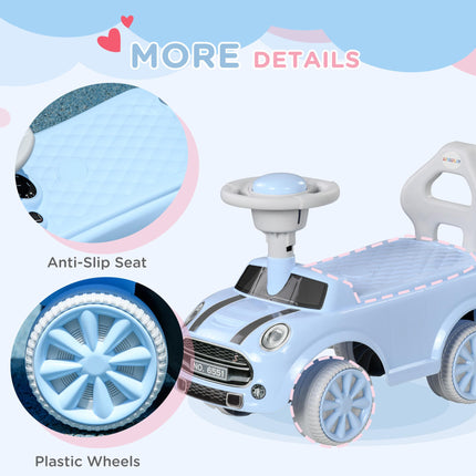 Foot To Floor Ride-On Sliding Car with Air Horn and Anti-Backwards Safety for 18-36 Months - Light Blue