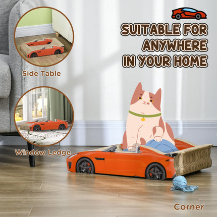 2 in 1 Car-Shaped Cat Scratching Board with Catnip - Red