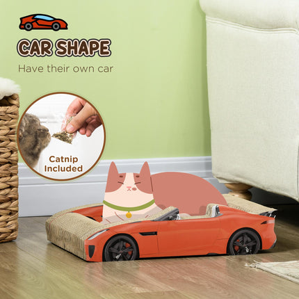 2 in 1 Car-Shaped Cat Scratching Board with Catnip - Red