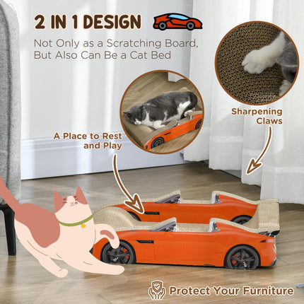 2 in 1 Car-Shaped Cat Scratching Board with Catnip - Red