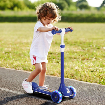 Kids 3 Wheel Scooter for 2-6 Years Old w/ Adjustable Height, LED Light, TPE Hand