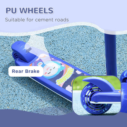 Kids 3 Wheel Scooter for 2-6 Years Old w/ Adjustable Height, LED Light, TPE Hand