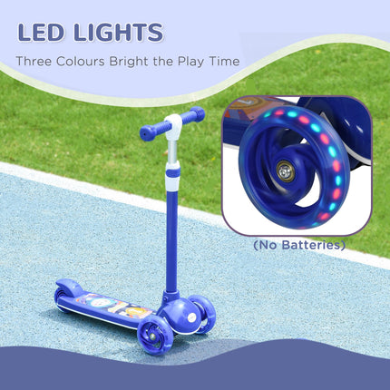 Kids 3 Wheel Scooter for 2-6 Years Old w/ Adjustable Height, LED Light, TPE Hand