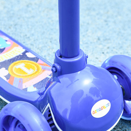 Kids 3 Wheel Scooter for 2-6 Years Old w/ Adjustable Height, LED Light, TPE Hand