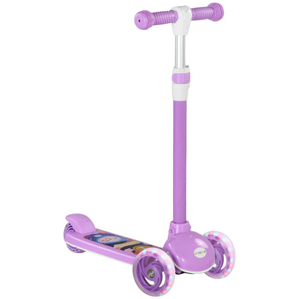Kids 3 Wheel Scooter with Adjustable Height and LED Lights for Ages 2-6 - Purple