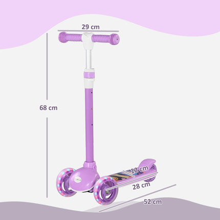Kids 3 Wheel Scooter with Adjustable Height and LED Lights for Ages 2-6 - Purple