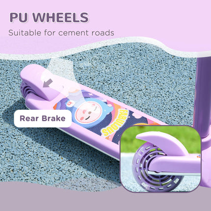 Kids 3 Wheel Scooter with Adjustable Height and LED Lights for Ages 2-6 - Purple