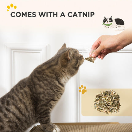 2 in 1 TV Shape Cat Scratching Board and House with Catnip for Indoor Cats - Brown
