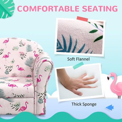 Kids Flamingo Armchair with Wooden Frame for Toddlers 18-36 Months - Pink