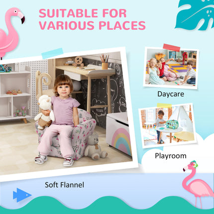 Kids Flamingo Armchair with Wooden Frame for Toddlers 18-36 Months - Pink