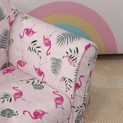 Kids Flamingo Armchair with Wooden Frame for Toddlers 18-36 Months - Pink