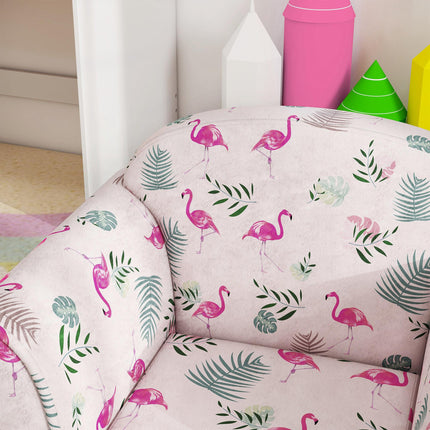 Kids Flamingo Armchair with Wooden Frame for Toddlers 18-36 Months - Pink