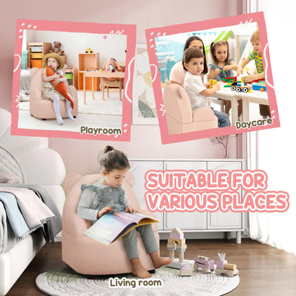 Kids Bear Shaped Armchair with Teddy Fleece Cover - Pink