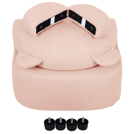 Kids Bear Shaped Armchair with Teddy Fleece Cover - Pink