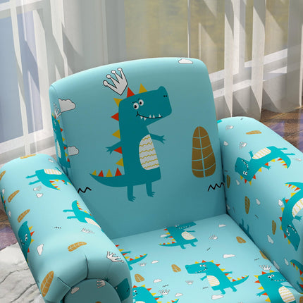 2 Piece Kids Dinosaur Sofa Set with Armchair and Stool - Blue
