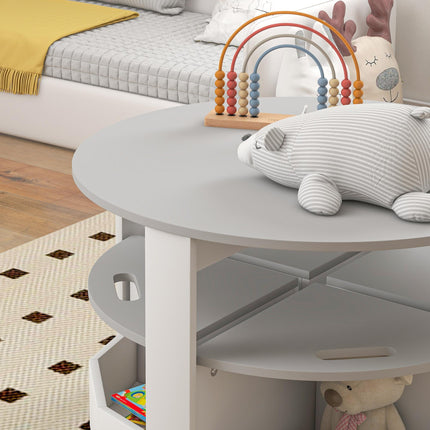 5 Piece Kids Table and Chairs Set with Storage Compartments - Grey