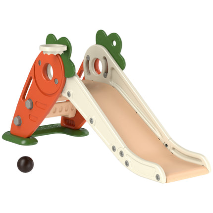 3 in 1 Foldable Toddler Slide with Climber & Basketball Hoop for 1-3 Years - Orange