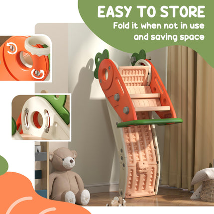 3 in 1 Foldable Toddler Slide with Climber & Basketball Hoop for 1-3 Years - Orange