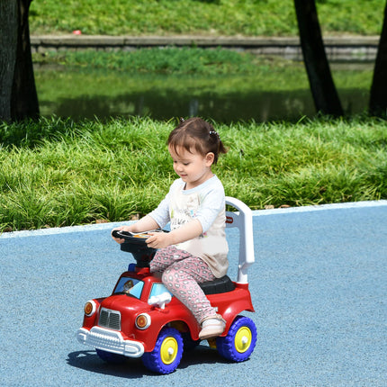 Ride On Fire Truck Foot to Floor Design with Under Seat Storage, Steering Wheel,