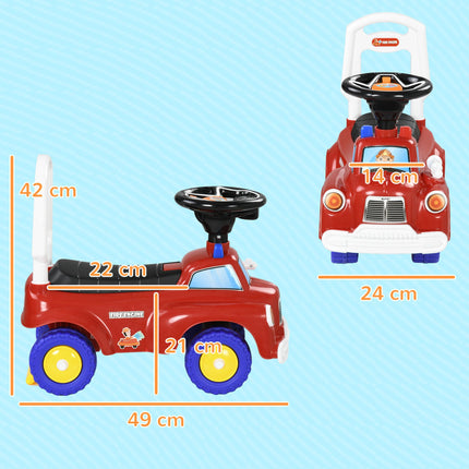 Ride On Fire Truck Foot to Floor Design with Under Seat Storage, Steering Wheel,