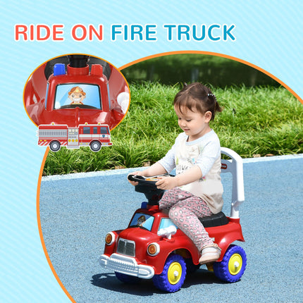 Ride On Fire Truck Foot to Floor Design with Under Seat Storage, Steering Wheel,