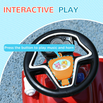 Ride On Fire Truck Foot to Floor Design with Under Seat Storage, Steering Wheel,
