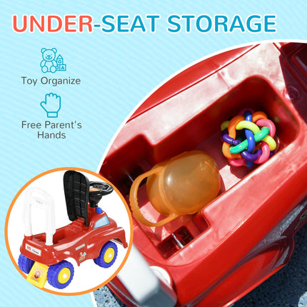 Ride On Fire Truck Foot to Floor Design with Under Seat Storage, Steering Wheel,