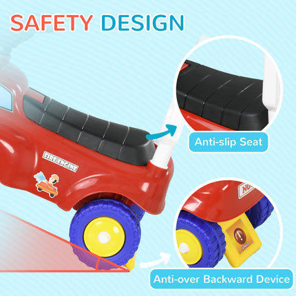 Ride On Fire Truck Foot to Floor Design with Under Seat Storage, Steering Wheel,