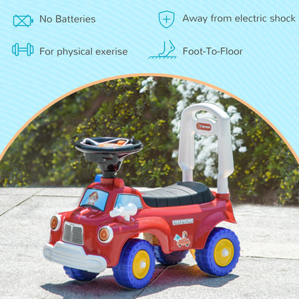 Ride On Fire Truck Foot to Floor Design with Under Seat Storage, Steering Wheel,