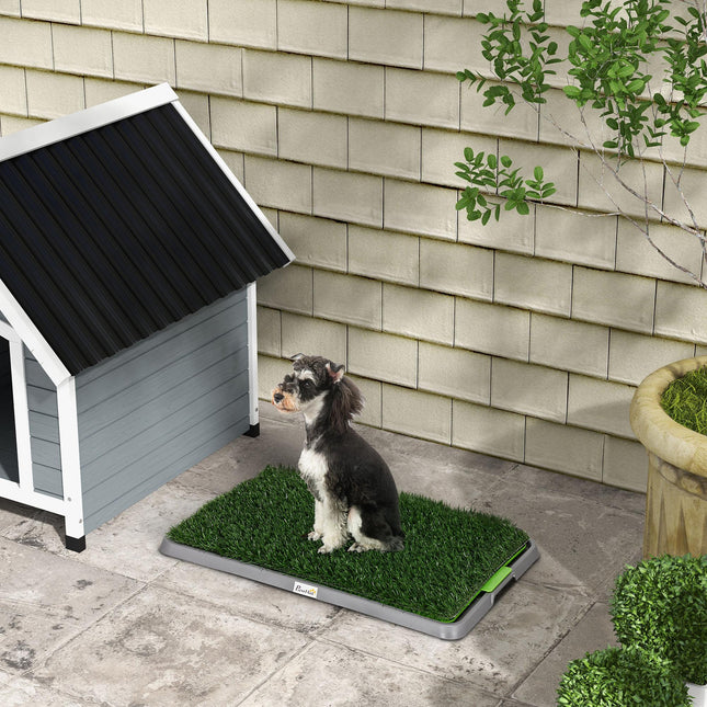 Artificial Grass Dog Toilet with Tray and 2 Grass Pads 67x41cm for Indoor Outdoor - Green