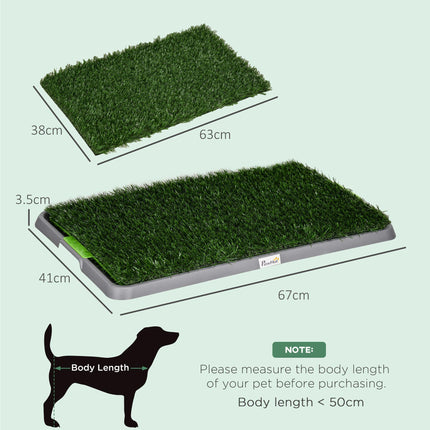 Artificial Grass Dog Toilet with Tray and 2 Grass Pads 67x41cm for Indoor Outdoor - Green