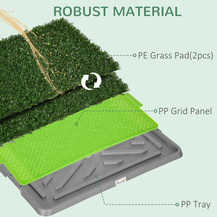 Artificial Grass Dog Toilet with Tray and 2 Grass Pads 67x41cm for Indoor Outdoor - Green