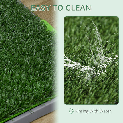 Artificial Grass Dog Toilet with Tray and 2 Grass Pads 67x41cm for Indoor Outdoor - Green