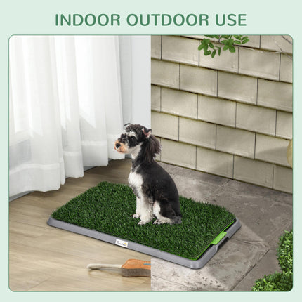 Artificial Grass Dog Toilet with Tray and 2 Grass Pads 67x41cm for Indoor Outdoor - Green