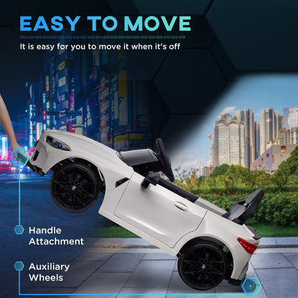 12V BMW Licensed Kids Electric Car with Remote, Suspension, Music & LED Lights - White