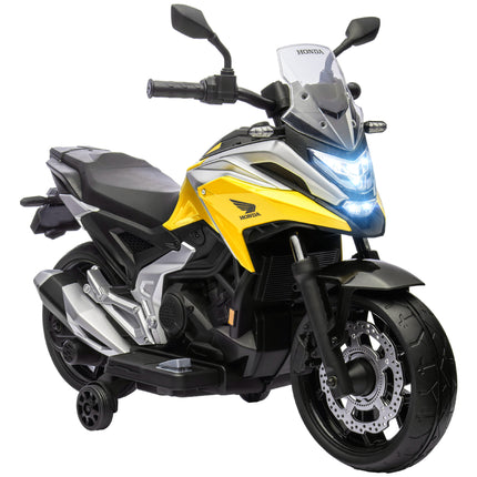 12V Honda Licensed Kids Electric Motorbike with Music, Headlights & Early Education Function for Ages 3-6 - Yellow