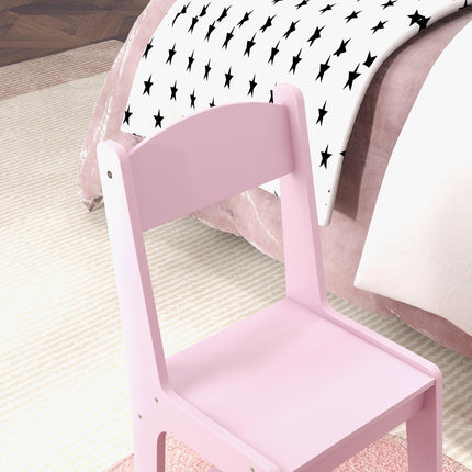 3 Piece Kids Dressing Table Set with Stool and Tri-Fold Mirror - Pink