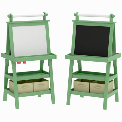 3 in 1 Kids Easel with Magnetic Whiteboard, Chalkboard & Paper Roll - Green