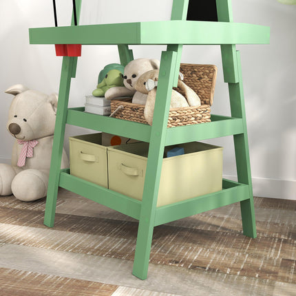 3 in 1 Kids Easel with Magnetic Whiteboard, Chalkboard & Paper Roll - Green