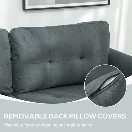 L Shape Modular Storage Sofa with Ottoman - Dark Grey