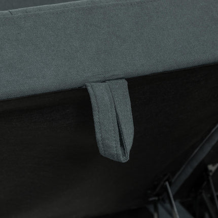 L Shape Modular Storage Sofa with Ottoman - Dark Grey