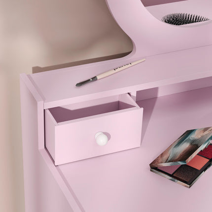Kids Dressing Table Set with Mirror and Storage for Ages 3-8 - Pink