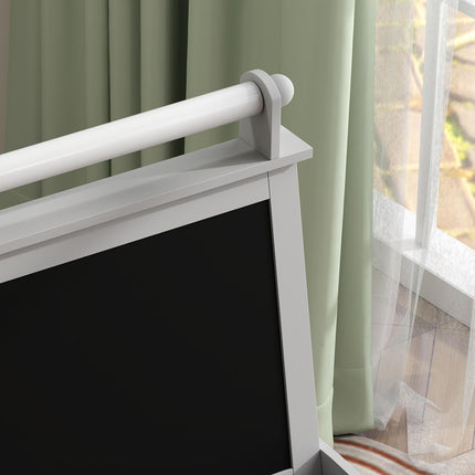 3 in 1 Kids Easel with Magnetic Whiteboard, Chalkboard & Paper Roll - Grey