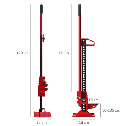 3 Tonne 48" High Lift Farm Jack for 4x4, Tractors & Trucks - Red