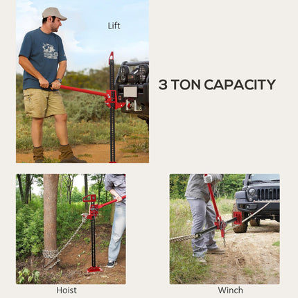 3 Tonne 48" High Lift Farm Jack for 4x4, Tractors & Trucks - Red