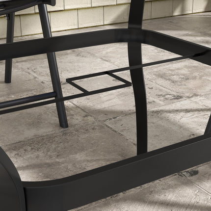 Four-Seater Steel Garden Table with Parasol Hole 80cm Square - Brown/Black