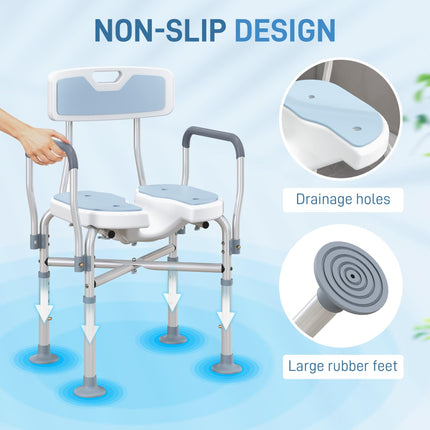 Aluminium Shower Chair, with Padded Seat - Light Blue