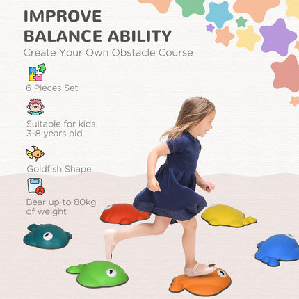 6 Pcs Balance Stepping Stones Kids for Sensory with Non-slip Edge, Stackable Out