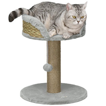 Cat Tree Tower with Scratching Posts and Hanging Ball - Grey